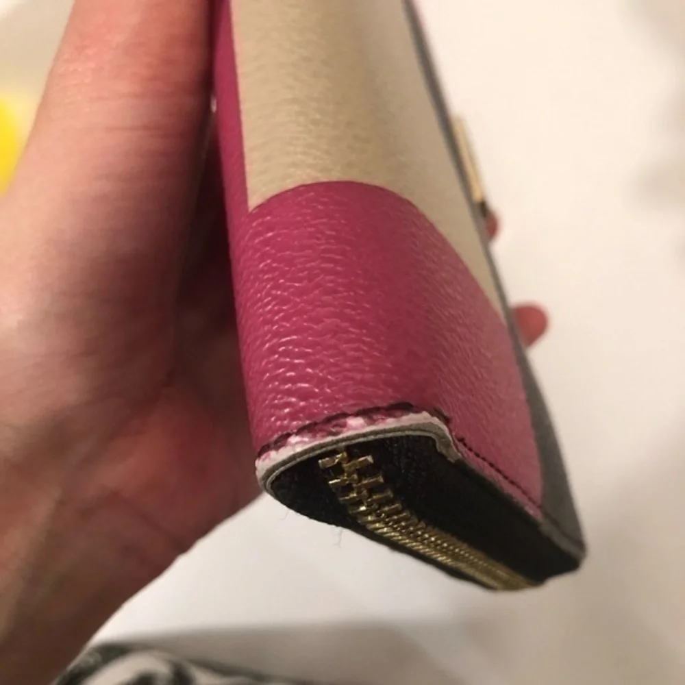 Kate spade pink color block clutch wallet
